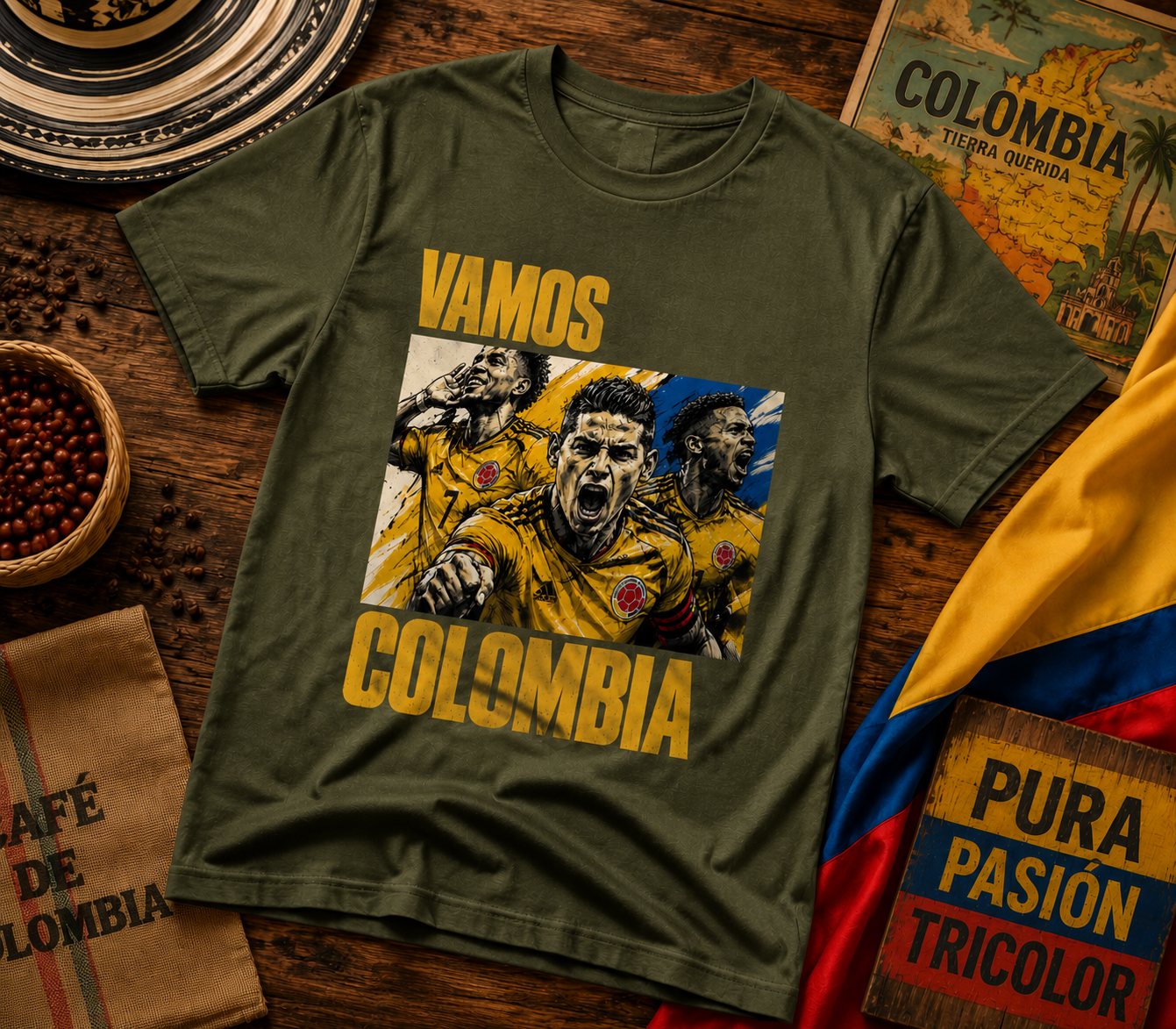 Vamos Colombia Cafeteros World Cup 2026 Fan T-Shirt | Vintage Soccer Supporter Tee