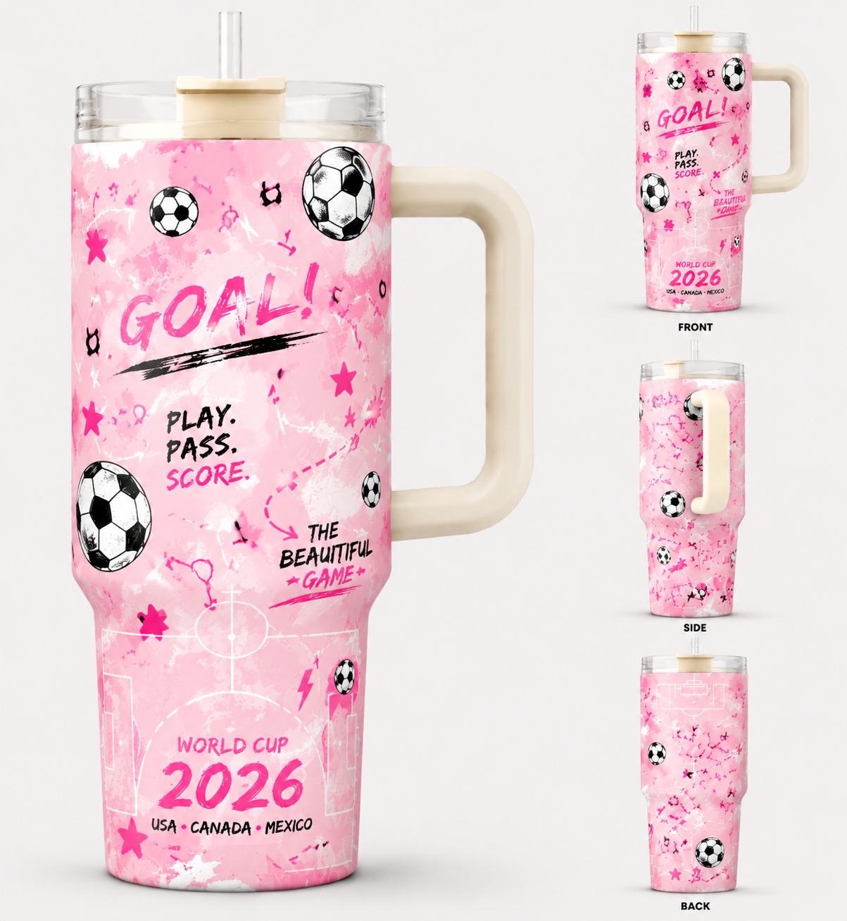 World Cup 2026 Soccer Tumbler with Handle 40oz