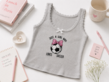 Just A Girl Who Loves Soccer Embroidered Lace Trim Ribbed Tank Top