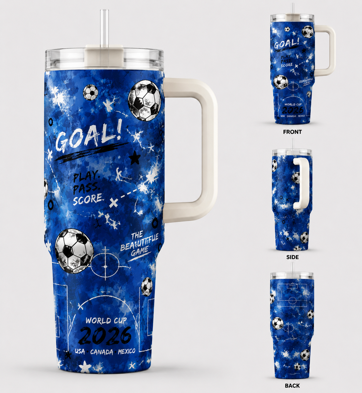 World Cup 2026 Soccer Tumbler with Handle 40oz
